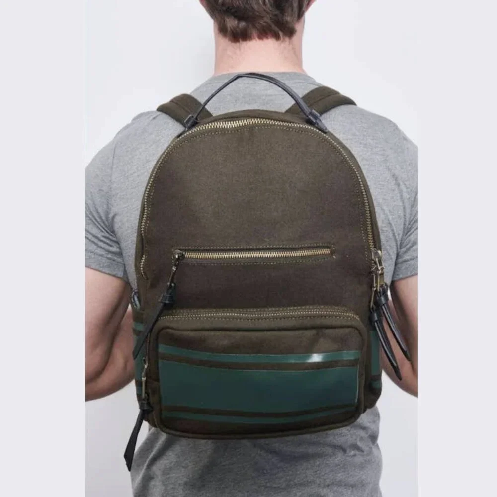 NWT Porter + Bond Otis Wool Backpack Olive Drab Green Men's Back to School‎